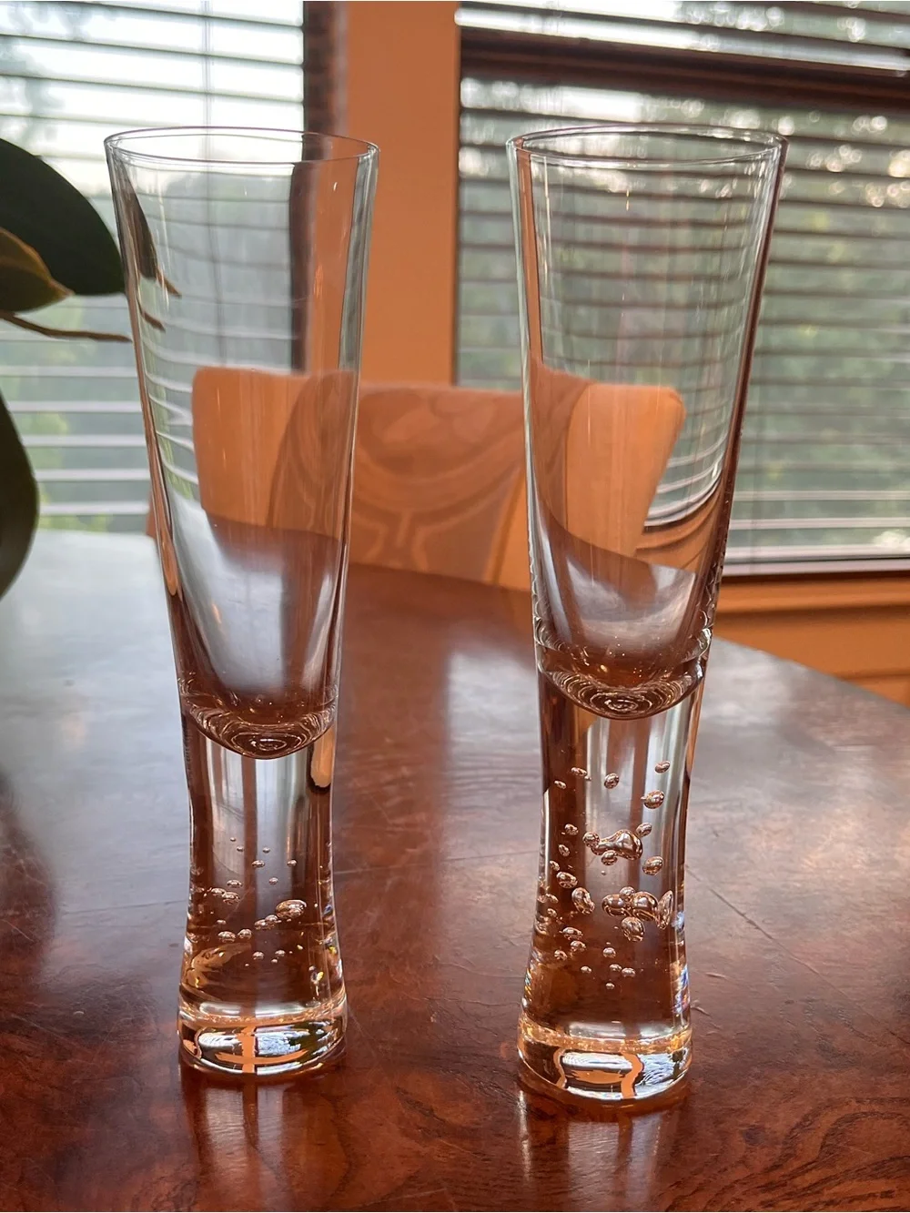 2 Crate&Barrel Clear Glass Champagne Flutes